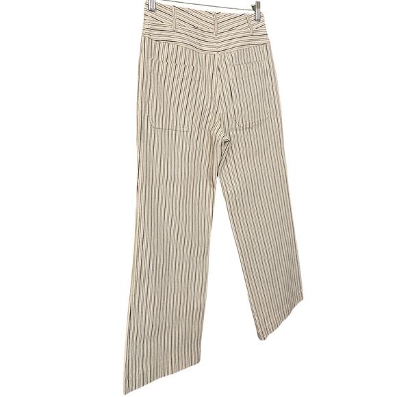 Rebecca Taylor Striped Jeans US 2 Cream Wide Leg Twill Pants Boho Preppy Coastal - Picture 8 of 16